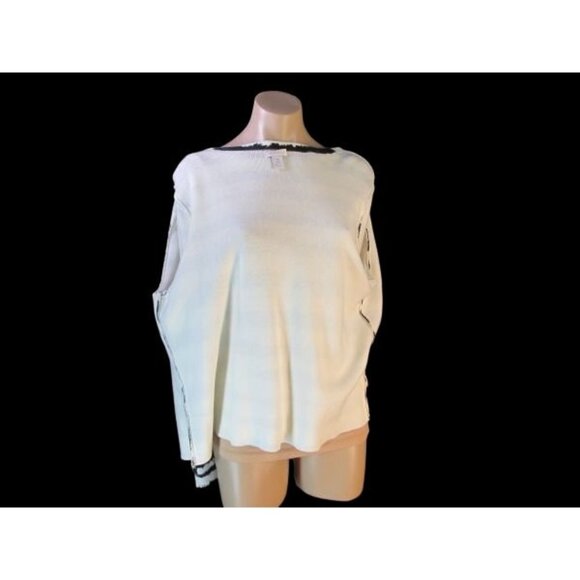 Chicos Black White Zig Zag Print Knit Jacket 3 L XL Open Front Blazer Cropped - Picture 8 of 8